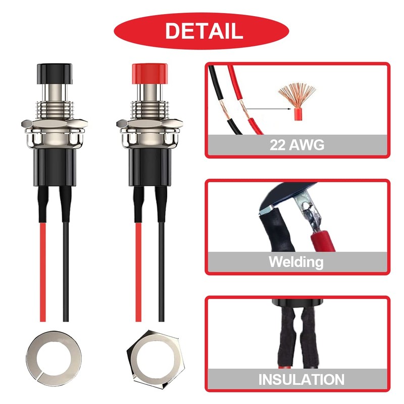 MKBKLLJY 18 Pcs 7mm Mini Round Push Button Switch 1A