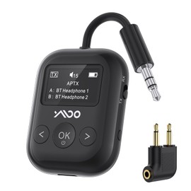 YMOO Upgraded Airplane Adapter for Headphones,2-in-1 Transmitter and Receiver,3.5mm Wireless Adapter,Bluetooth 5.4 Transmitter Adapter for Old Receiver, TV, Gym(Black)