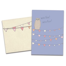 Tree-Free Greetings - Congratulations Greeting Card - Artful Designs - 1 Card + Matching Envelope - Made in USA - 100% Recycled Paper - Woo Hoo Owl Congratulations (GO54396)
