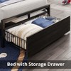 LIKIMIO Twin XL Bed Frames with Drawer, Storage Headboard with