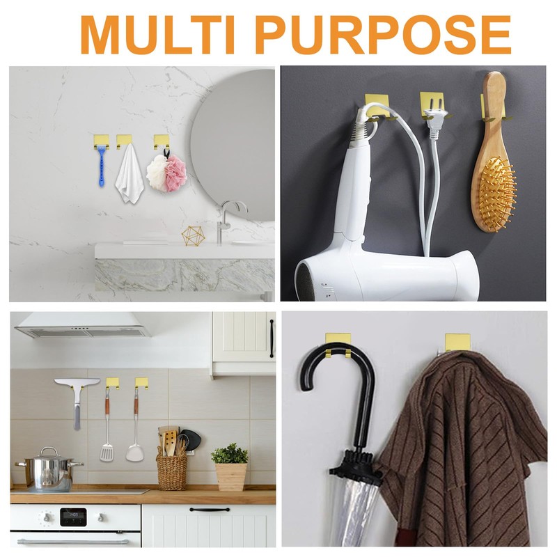 MOROBOR 4 Pcs Shower Squeegee Adhesive Hook, All-Purpose Scraper Holders