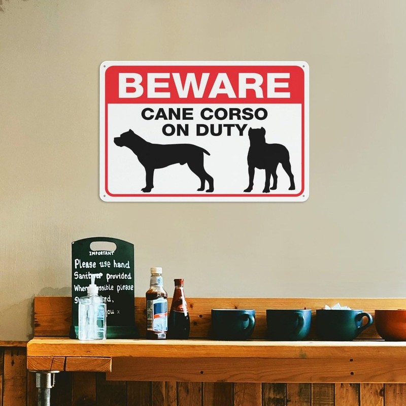 Beware Cane Corso On Duty Sign For Business 8"X12" Rust