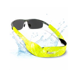 ARiety Sports Glasses Strap Floating - Neoprene Sports Strap Adjustable for Surfing, SUP, Sailing & Fishing | Secure Hold for Sports & Sunglasses, Thin to Large Temples (Yellow Camouflage)
