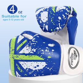 Kids Boxing Gloves - 4 oz,Junior Boxing Gloves,Youth,Boys and Girls Training Sparring Gloves for Punching Bag,Gift for Boys and Girls Age 5 to 12 Years (Blue)