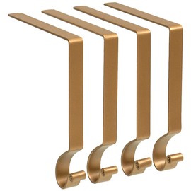 Red Co. Soporte para calcetín clásico de Calidad prémium, decoración navideña, de Metal, Juego de 4, 6 Pulgadas Cada uno, soporta hasta 10 Libras, Bronce