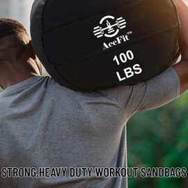 AceFit Sandbag for Workout | Sand Bags for Weight Training | Fitness Sand Bag (50 LB), 100401