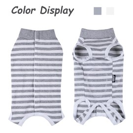 Paipeper Dog Surgery Recovery Suit,Female Male Puppy Shirt,Dog Spay Neuter Onesie,E-Collar Cone Alternative,Abdominal Wound Protector,Prevent Licking Wound(Gray White Stripe-s)