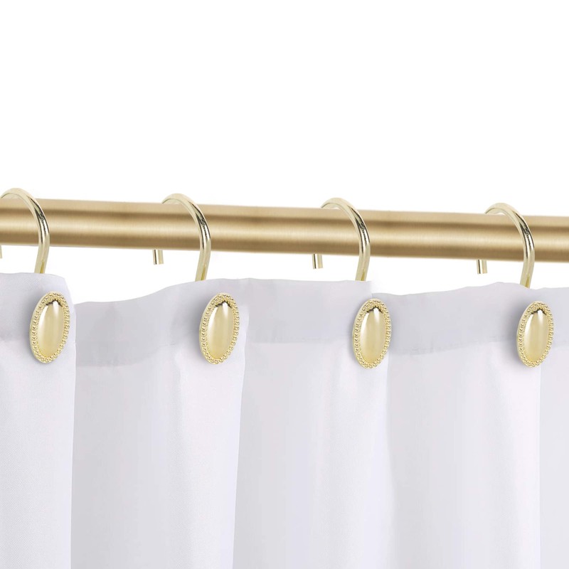 Gold Shower Curtain Hooks, Set of 12, Rust Resistant, Heavy