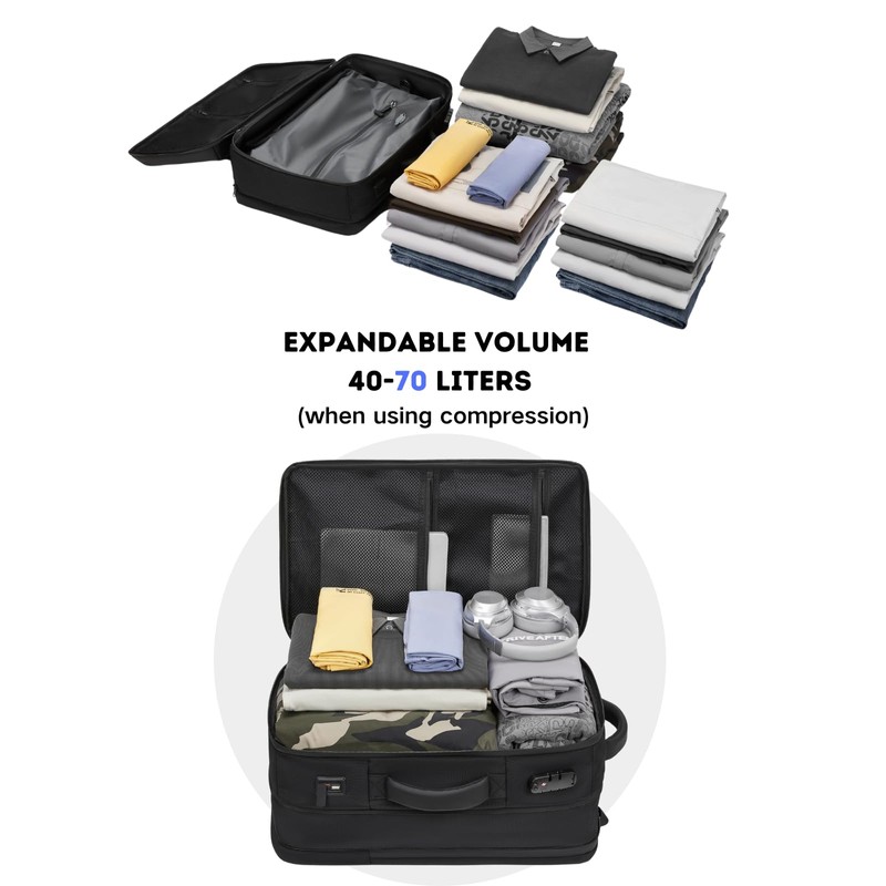 Vacuum Seal Travel Backpack 70L Expandable Air Compression System, Water