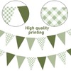 3Pcs Sage Green Gingham Pennant Banner Pre-Strung Triangle Flag Garland