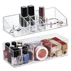 WEFHEF Pack of 2 Acrylic Cosmetic Organiser Drawer Lipstick Make Up Storage Box Cosmetic Storage Box Makeup Organiser Drawer Stackable