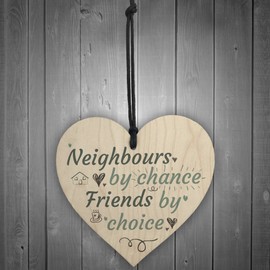 RED OCEAN Funny Neighbours By Chance Shabby Chic Wooden Hanging Heart Plaque Friendship Great Decor
