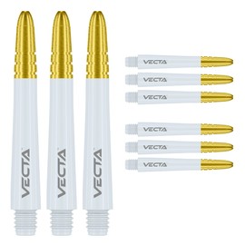 WINMAU Dart Shaft - Vecta Polycarbonate Dart Stems - 1 Set per pack (3 darts Shafts in total) - Professional Darts Accessories - White and Gold Medium Shafts