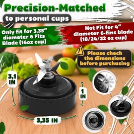 Ninja Blender Blade Replacement 6 Fin Male – Ninja Single Serve Blender Blade, 3.35” Stainless Steel for Smooth Blending, Compatible with BL770W/770BRN/740/770A/780C, 30/BL770/780/773CO/771/772 & more