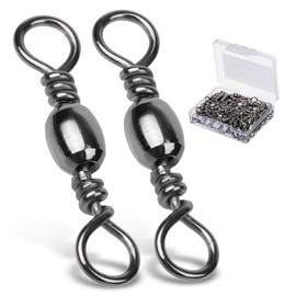 9Tong High Strength Fishing Swivel Barrel Fixed Ring Barrel Fishing Swivel Rolling Fishing Tackle Line Connector Saltwater Freshwater Stainless Steel Accessories 50pcs 101lbs