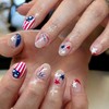 24Pcs Independence Day Press on Nails Short French Tip Fake
