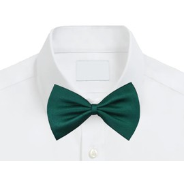 Bow Ties Adjustable Pre Tied Unisex Mens Ladies Satin Necktie Babies Boys Girls Neck Party Smart Casual Wedding Prom (Dark Green), 12cm x 7cm (T00001)