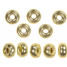 10 abalorio huecas Roundel de oro macizo auténtico de 14 quilates, muy pequeñas de 2,5 mm