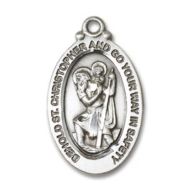 Bliss Sterling Silver Saint Christopher Coast Guard Medal Pendant Necklace 18" Chain