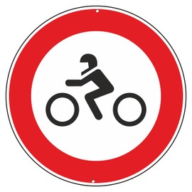 Pubblimania Prohibition of Motorcycle Access - Traffic Sign Aluminium Round 3mm Thick Outdoor Diameter 30 (Motorcycles Prohibited)