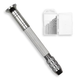 0.8-3 mm Hand Drill for Epoxy Resin, Mini Drill Pin Vise Hand Drill with 10 Pieces Twist Drill, DIY Jewellery, Craft Drilling Tool for Wood, Plastic, Clay and Non-Hard Materials