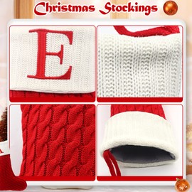 ZOEA Medias de Navidad de 20 pulgadas con iniciales, medias de Navidad de punto con letras bordadas grandes para decoraciones de día festivo familiares y regalo de Navidad (E, rojo)