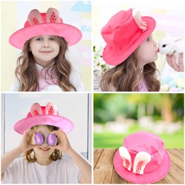 schone Bunny Ears Hat – Pink Coloured – Features Felt Bunny Ears – Ideal Accessory for Easter Celebrations – Alternative for Bonnet Hats