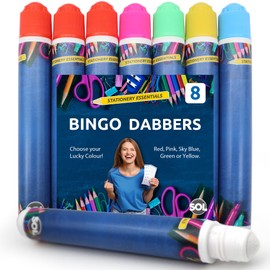 SOL 8pk Bingo Dabbers, Assorted Colour Pack, Fast-Drying Ink, Easy-Grip Pen Design, Mess-Free Markers, Smooth Application, Ideal for Games, Arts & Crafts, School Activities, Fun & Effortless Use