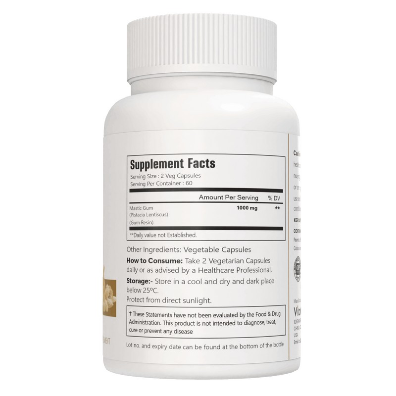 VitaCosmoX Mastic Gum 1000mg 120 Capsules | Non-GMO & Gluten