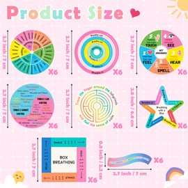 H1vojoxo Textured Anxiety Sensory Stickers - 48PCS Calm Strips for Anxiety Sensory Sticker Fidget Textured Sticker Breath Calm Reusable Mindfulness Stickers Anti Stress Tactile Rough Stickers for Kids