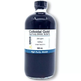 Sirius Metals True Colloidal Gold Nanoparticles (AuNPs): 200ppm - 500mL in Glass