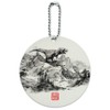 Tyrannosaurus Rex in Chinese Ink Paint Round Luggage ID Tag