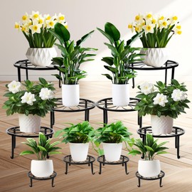 ESRICH 10Pack Metal Plant Stands for Outdoor Indoor Plants, Heavy Duty Flower Stands for Multiple Plant, Anti-Rust Iron Plant Pot Shelffor Planter, Potted Plant Holder for Garden Home ( Black)