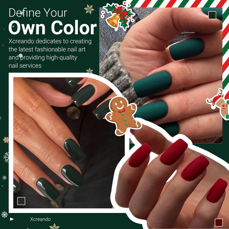 Matte Wine Red Press On Nails Medium Long Square, Medium