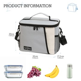 BAGROUPS Waterproof Insulated Lunch Bag, Insulated Leakproof Lunch Bag, Waterproof Aluminum Foil Cooler Bag with Adjustable Shoulder Straps, Suitable for School and Office
