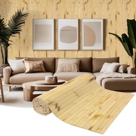 EYAYEN Natural Bamboo Wall Panel Covering Roll, Flexible Pole Wrap Wainscoting Interior Wall Cladding Panel for Kitchen Island, Ceiling Tile, Bedroom, Living Room Decor (16" H x 96" L, Dark Burned)