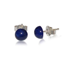 Lapis Lazuli Stud Earrings, Natural Lapis Lazuli, Square, 5 mm, 925 silver