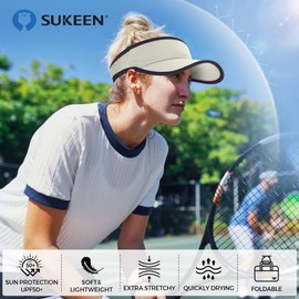 Sukeen Sport Performance Visor hat for Women Men,Lightweight Sun Hats Packable Empty Top Cap for Sun Protection and Outdoor Grey