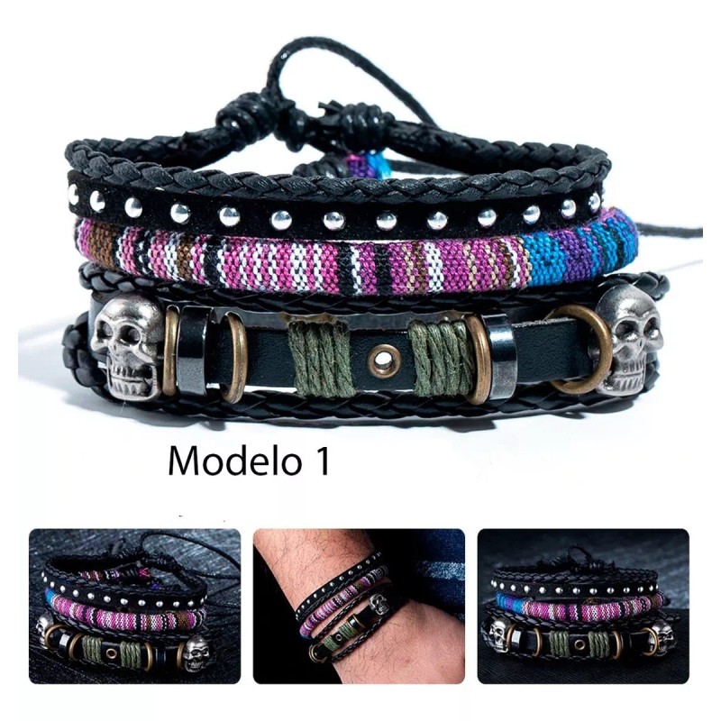 Veraly Pulsera Cuero Boho Vintage Multicapa Caballero Variedad