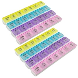Monthly Pill Organizers - (Pack of 2) 28 Day Monthly Pill Planner to Separate Pills & Vitamins Week to Week, Travel Medication Reminder Daily Monday to Sunday Compartments