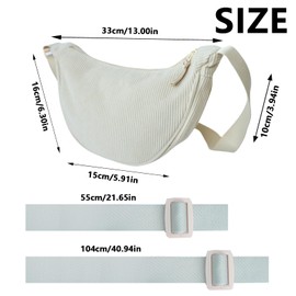 FINEASY Bum Bag for Women, Bum Bag Cord Women, Fanny Pack, Fashionable and Practical Belt Bag Made of Soft Corduroy Fabric, Ideal for Travel, Everyday and Festivals, White, Modern simplicity