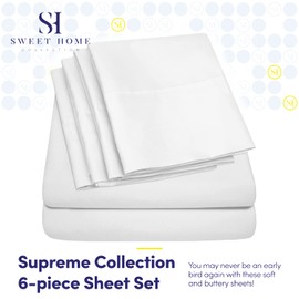 King Size Bed Sheets - 6 Piece 1500 Supreme Collection Fine Brushed Microfiber Deep Pocket King Sheet Set Bedding - 2 Extra Pillow Cases, Great Value, King, White