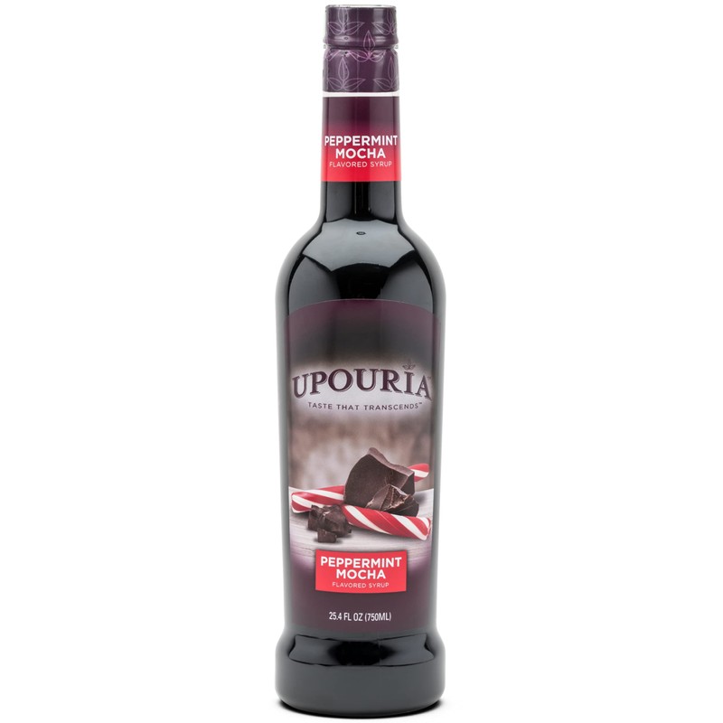 Upouria Peppermint Mocha Coffee Syrup Flavoring, 100% Vegan, Gluten-Free, 750
