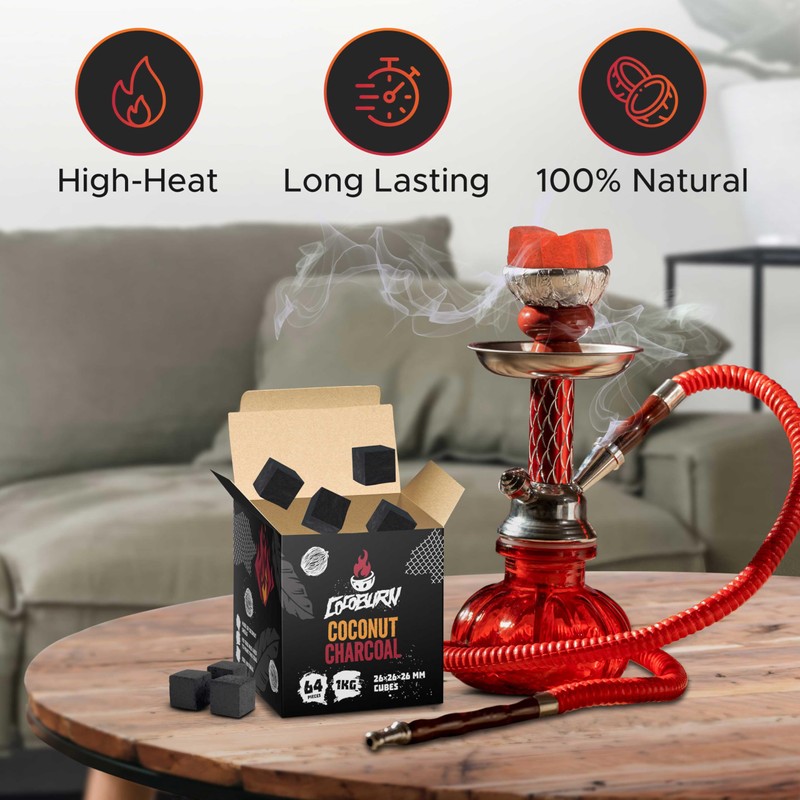 Cocoburn Coconut Charcoal Natural Hookah Coals Flavorless - 64 Pieces