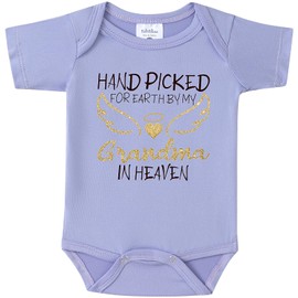 Hand Picked for Earth By My Grandma In Heaven Pregnancy Announcement Infant Bodysuit,New Pregnancy Announcement Gift for Grandparents,Baby Surprise to Grandma,Grandpa,Husband,Aunt(0-3 months,Taro)