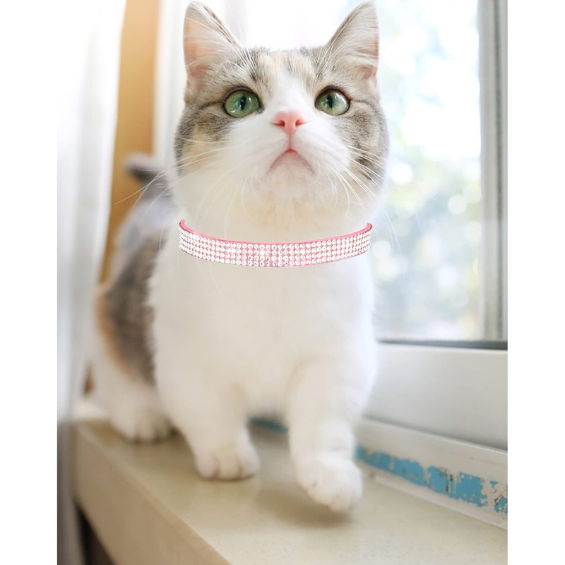 Aecllcea Cat Collars for Girl Cats with Rhinestone Soft Velvet,Breakaway