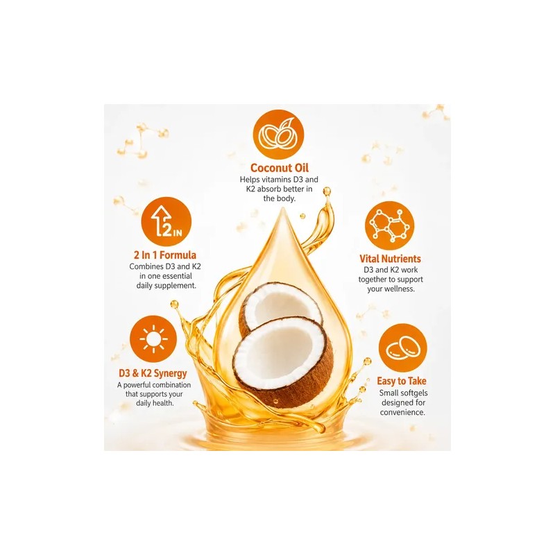 Toyocare Suplemento De Vitamina D3 Y K2 Mk-7, 150 Cápsulas