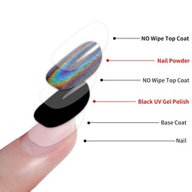 MEILINDS Holographic Nail Powder Rainbow Chrome Nail Powder Laser Mirror Effect Glitter Shiny Ultra Thin Manicure Pigment for Salon Home Nail Art DIY Deco with Sponge Tool 1g/Bottle