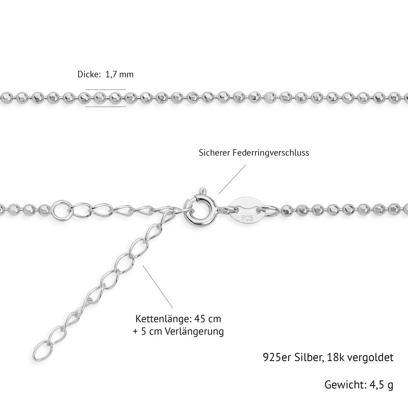 BEssential Necklace 925 Silver without Pendant 18K Gold Plated -