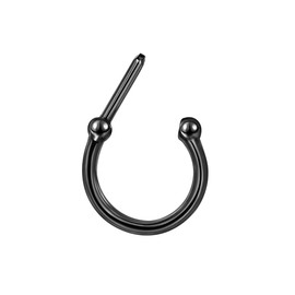 Black 16G 10mm Horseshoe Shaped Septum Ring Daith Earring Straight Rod Clicker Helix Tragus Conch Cartilage Hoop Stainless Steel Nose Hoop D Shape Septum Piercing for Women Men